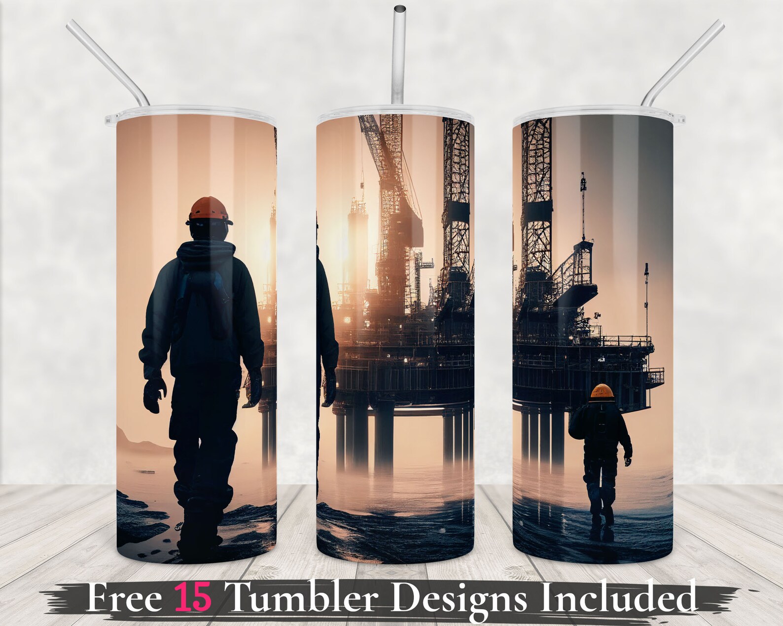 Oil Rig Wrapping Paper Oil Rig Tumbler Png Wrap 20oz Skinny Tumbler Sublimation Design ...