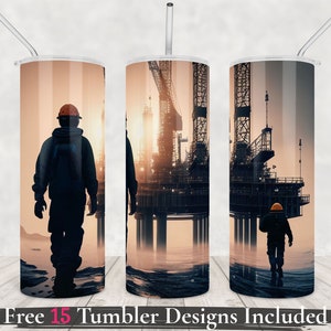Oil Rig tumbler png wrap 20oz skinny tumbler sublimation design Offshore onshore technician gas engineer oilfield oiler digital download