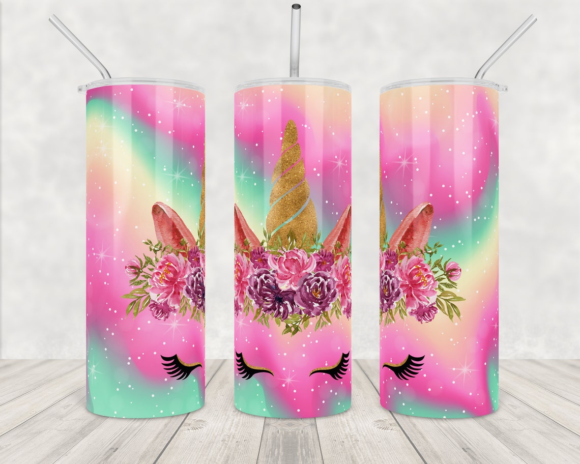 Unicorn Tumbler Png Skinny Glitter Tumbler wrap Sublimation Etsy