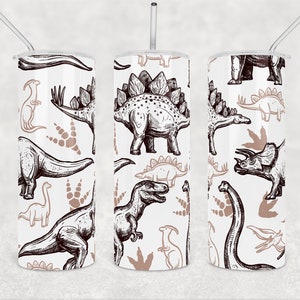 Dinosaur tumbler sublimation Wrap png Design Download for kid 20oz Skinny tumbler Pattern Tumbler birthday gift for boy Tyrannosaurus T-rex