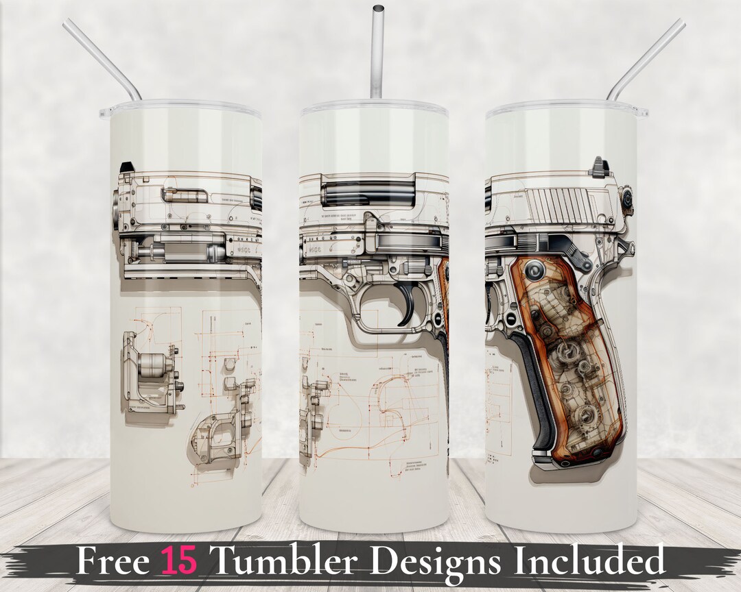 Gun Tumbler Wrap Png Sublimation 20oz Skinny Tumbler Handgun Etsy
