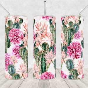Aquarel cactus naadloze beker wrap png sublimatie ontwerp Cactus beker wrap ontwerp 20oz magere beker sublimeren ontwerp downloaden