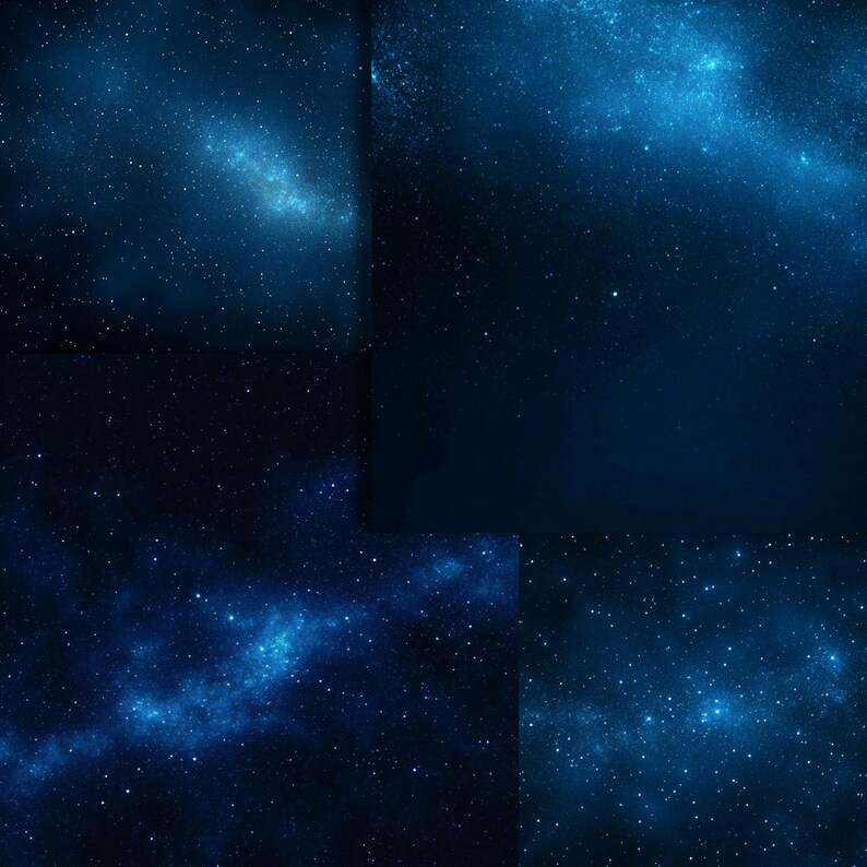 70 Galaxy Starry Night Backgrounds | Deep Blue Space Sky Digital Paper ...