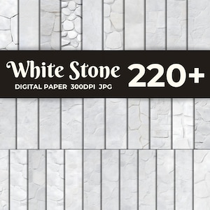 220 White Stone Texture Background Digital Paper, Natural Rock & Brick Patterns, Scrapbook Paper, Grunge and Rustic Stone, Commercial Use