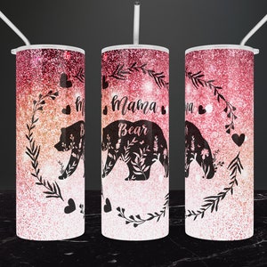 Pink Mama Bear Glitter Tumbler – Vinyl Chaos Design Co.