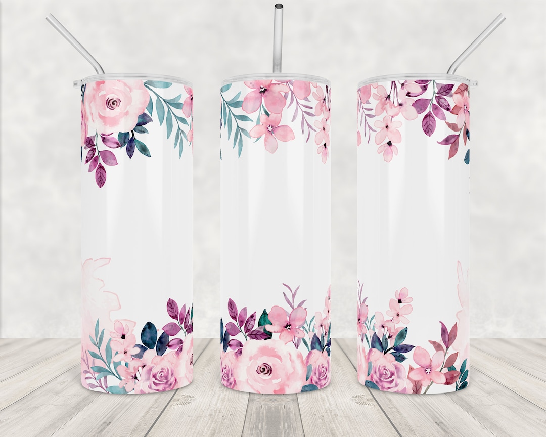 Watercolor Floral Png Sublimation Designs 20oz Skinny Tumbler Downloads ...