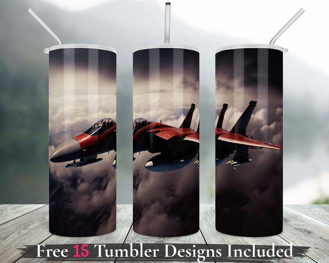 Jet War Fighter Airplane Tumbler Wrap Png Sublimation Design Etsy