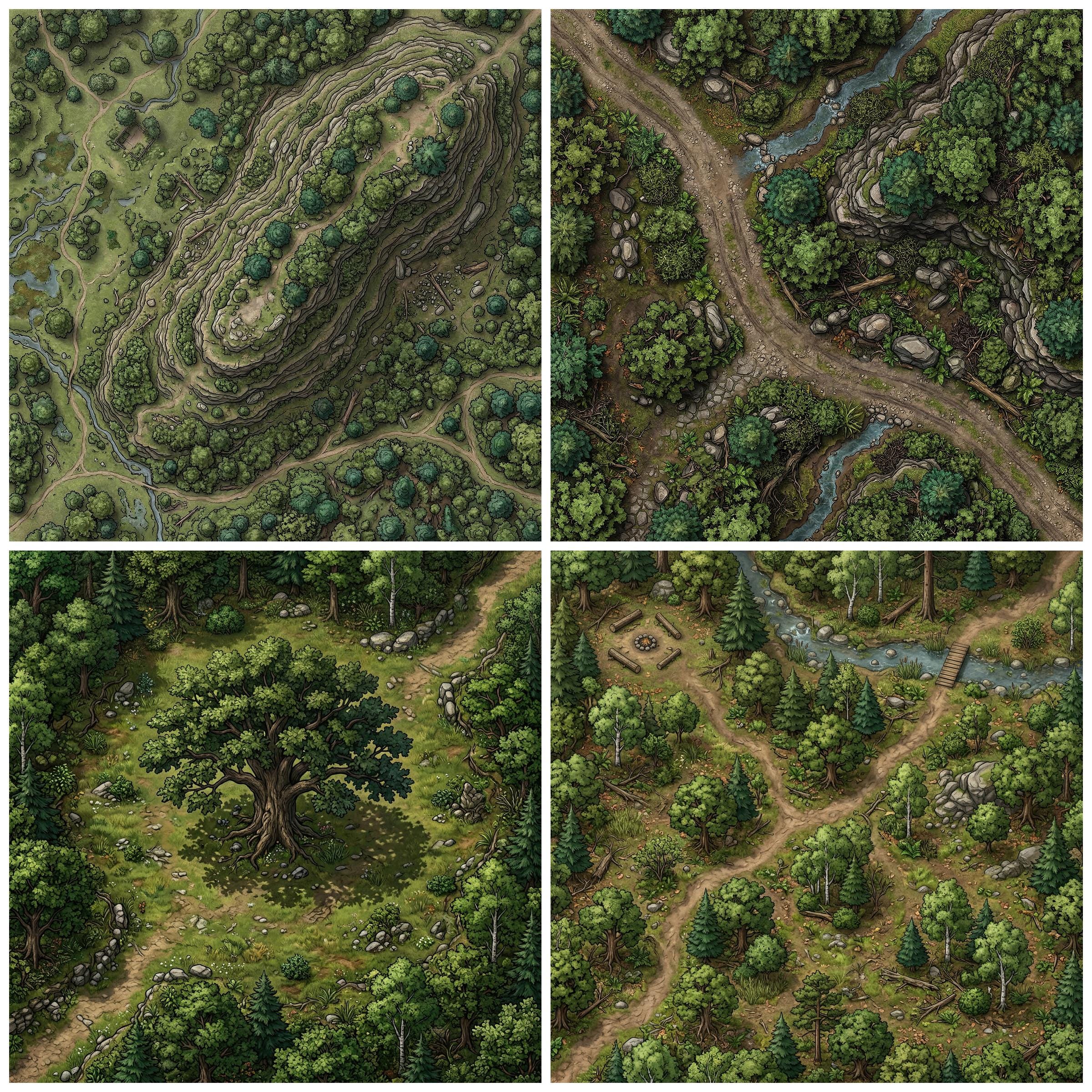 Forest Battle Map Bundle 100+ Maps 3600x3600 JPG | Fantasy Wilderness ...