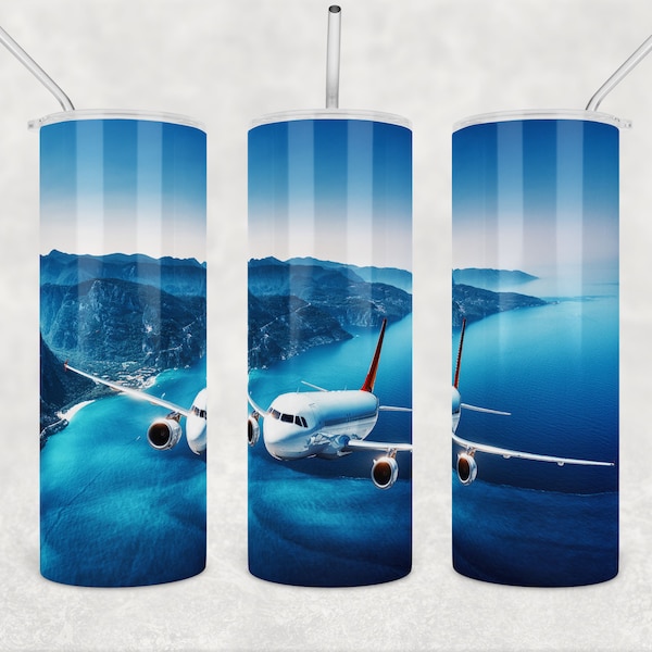 Airplane Tumbler Wrap Png Sublimation Design 20oz skinny tumbler plane aircraft aeroplane jet aviation digital download commercial use