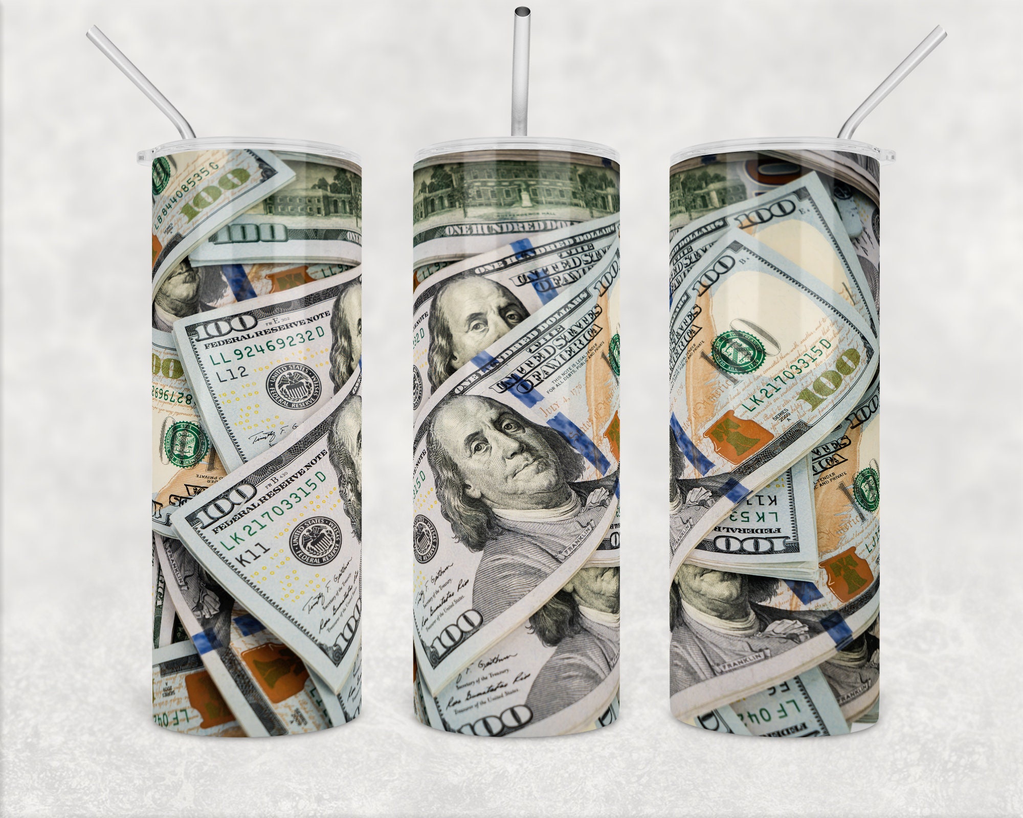 Money tumbler png wrap 20oz skinny tumbler Digital banknote Tumbler Templates 100 Dollars Bill Bank note Straight Tapered Digital download