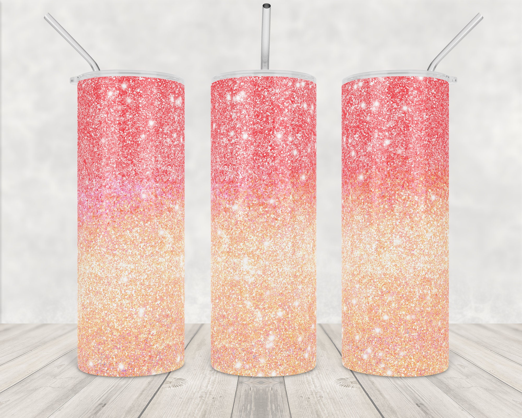 Pink Orange Glitter Tumbler Wrap Design Png 20oz Ombre Hot Etsy