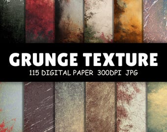115 Grunge Background Textures | Grunge Wall Digital Papers for Scrapbooking, Sublimation, Journals, Crafts, Commercial Use