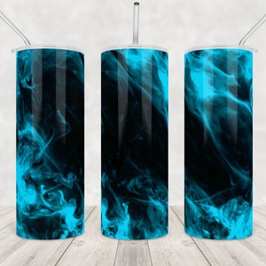 Vaso de humo azul png 20 oz Envoltura de vaso flaco Diseño de sublimación fondo Smokey Straight Tapered Design Tumblers descarga digital