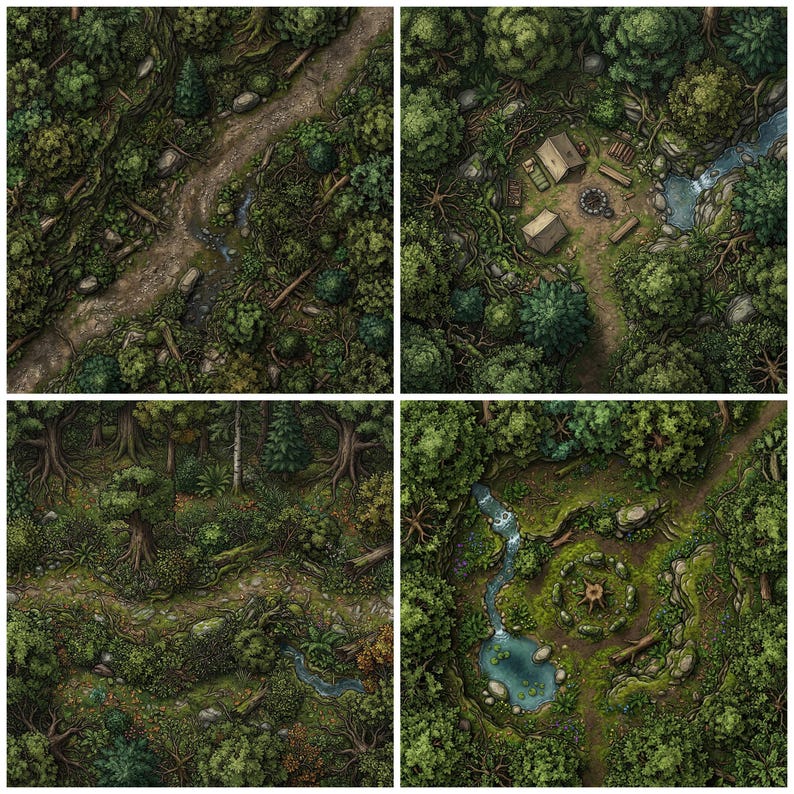 Forest Battle Map Bundle 100+ Maps 3600x3600 JPG | Fantasy Wilderness ...
