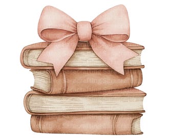 Kokette Bücherstapel PNG mit Schleife, Girly Bücher Clipart Rosa Schleife Ästhetischer Buchliebhaber PNG Bücherwurm PNG Cottagecore Bücher Kommerzielle Nutzung