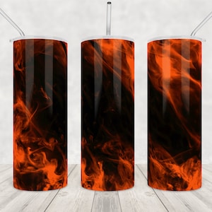 Orange Smoke Tumbler png 20oz Skinny Tumbler wrap Sublimation Design background Smokey Tumbler Straight Tapered Orange digital download