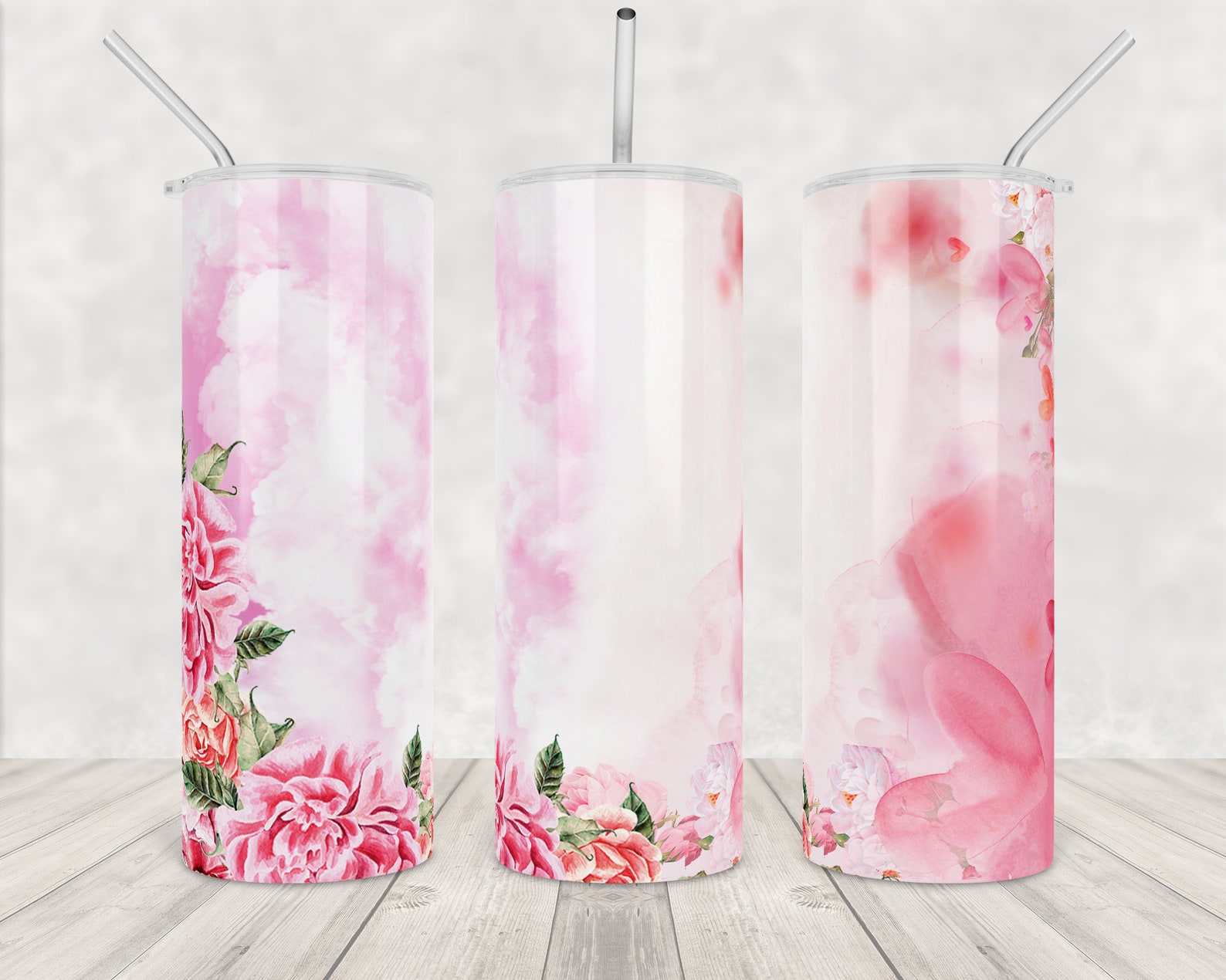 Pastel Watercolor Pink Floral Tumbler Wrap Png Sublimation | Etsy