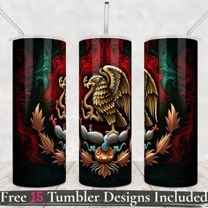 Mexican Patriotic Tumbler Wrap Design | Mexican Flag Tumbler Wrap | 20oz Skinny tumbler | Sublimation Tumbler | PNG Straight| Commercial use