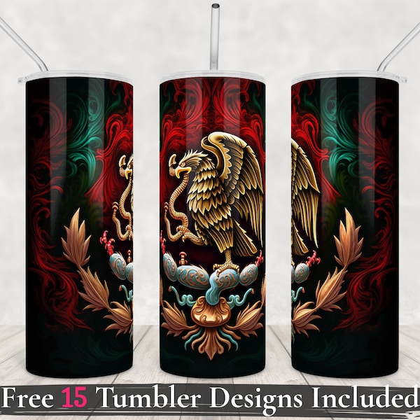 Mexican Patriotic Tumbler Wrap Design | Mexican Flag Tumbler Wrap | 20oz Skinny tumbler | Sublimation Tumbler | PNG Straight| Commercial use