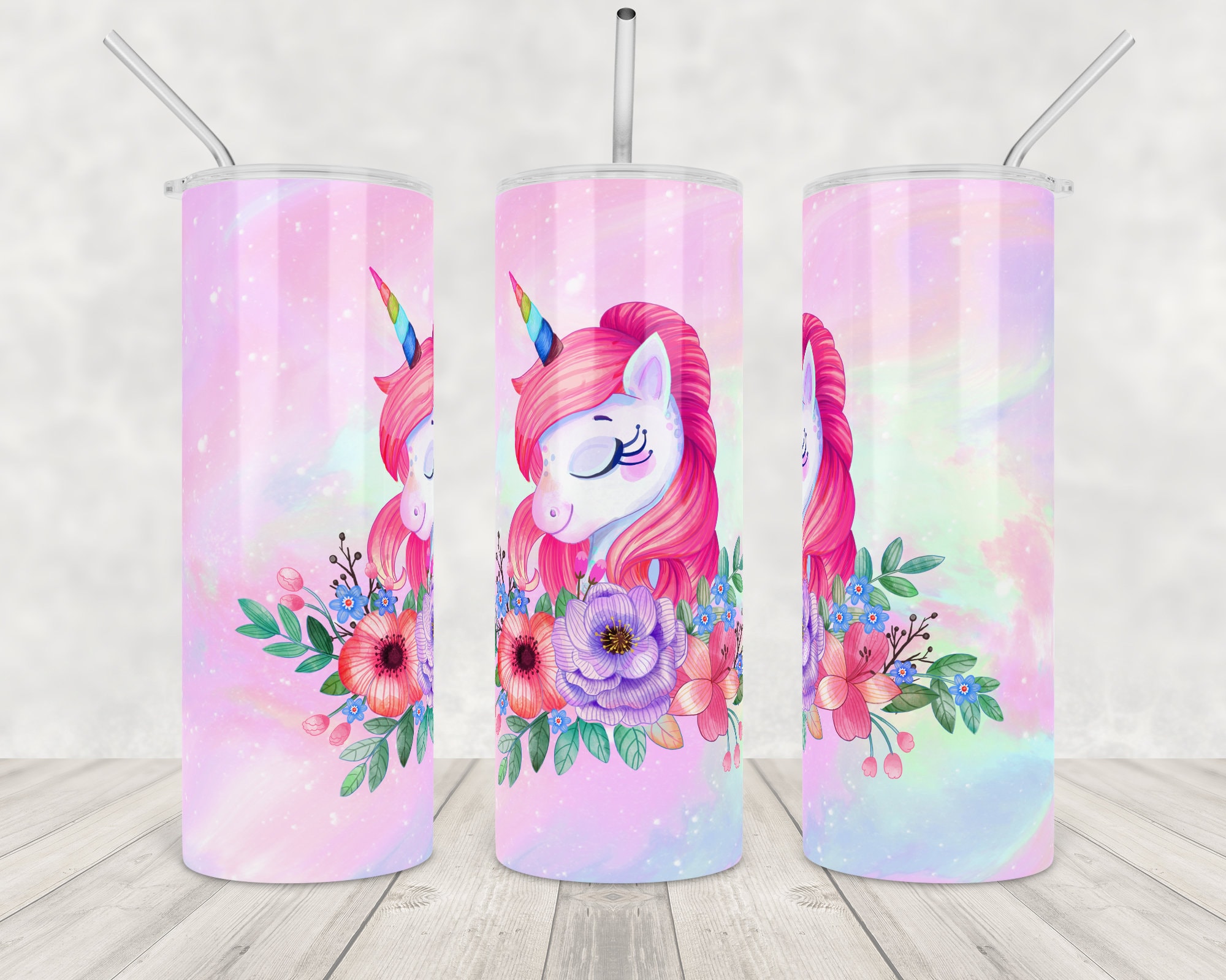 Unicorn Skinny Tumbler wrap Sublimation Design kid Cartoon 20 Etsy