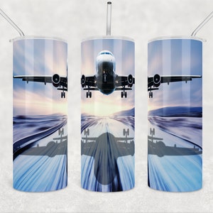 Airplane Tumbler Wrap Png Sublimation Design 20oz skinny tumbler plane aircraft aeroplane jet aviation digital download commercial use