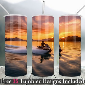 Jet ski Tumbler wrap Png Sublimación 20oz vaso flaco deportes acuáticos, verano, vacaciones descarga digital uso comercial