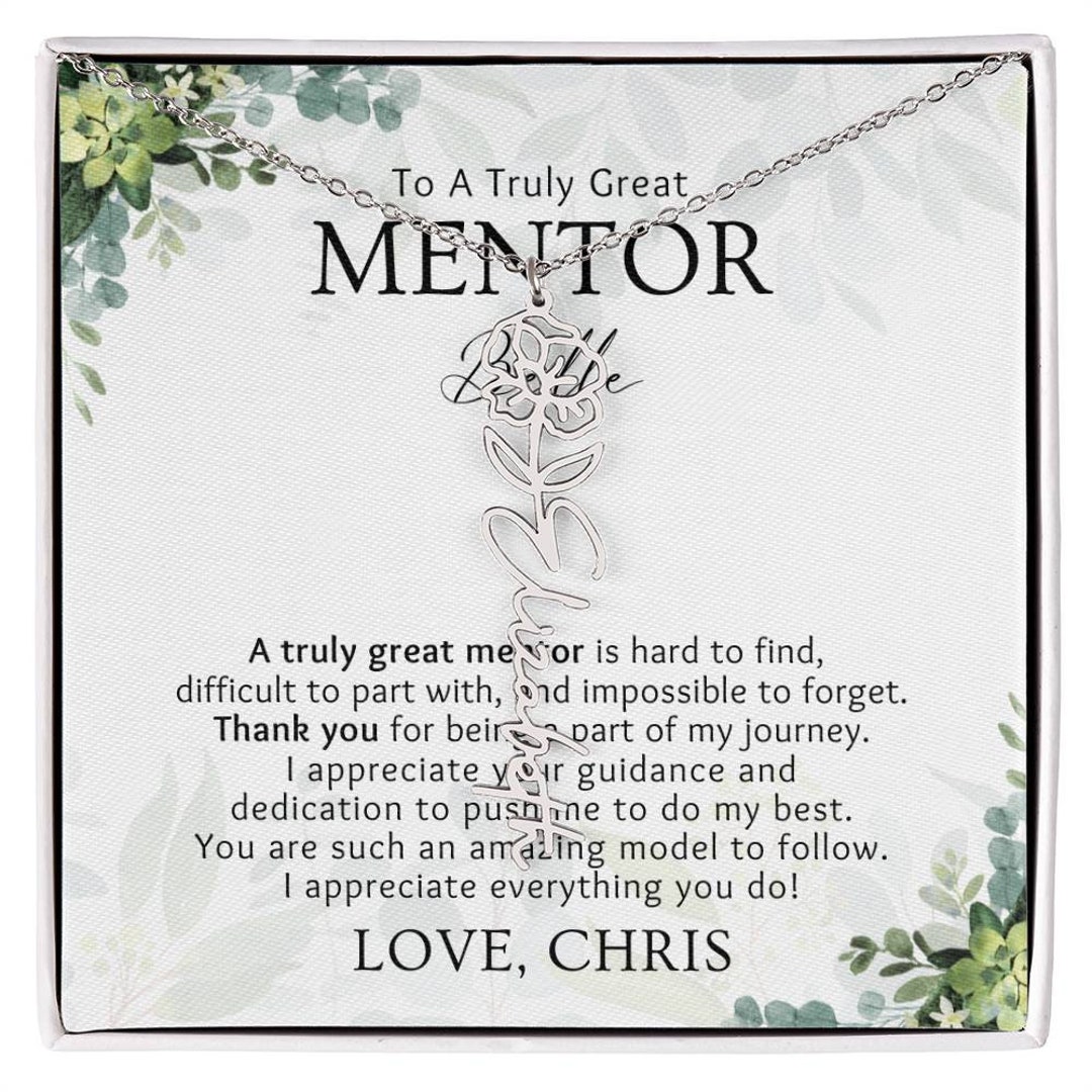 Mentor Gift for Women Necklace Personalized Message Card Appreciation