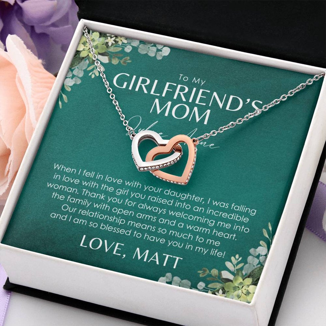 Girlfriend's Mom Necklace Personalized Message Card to My Gf's Mom Gift