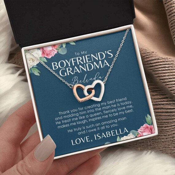 Boyfriend s Grandma Necklace Personalized Message Card to My BF