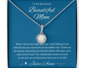 To My Boyfriend's Mom Gift - Personalized Message Card + Eternal Hope Necklace + Jewelry Box - Gifts For Birthday, Christmas, Mother's Day