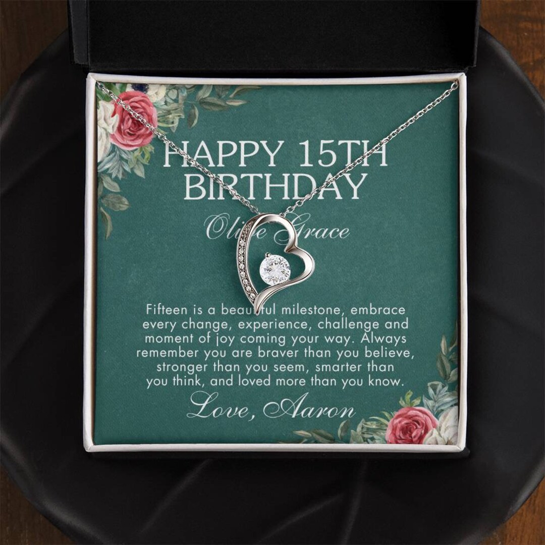 15th Birthday Girl Necklace Personalized Happy 15th Birthday Message