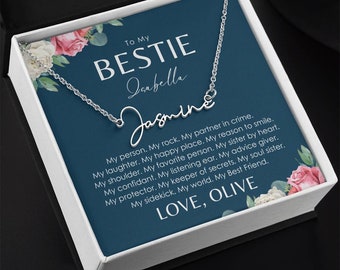 Bestie Necklace Personalized Message Card - Best Friend, Bff, Female Friends - Christmas, Birthday, Long Distance Friendship Gift For Women