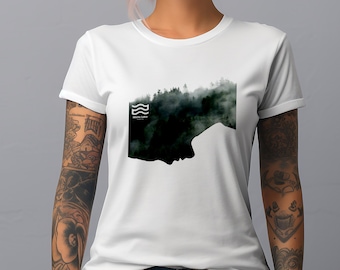 T-shirt graphique nature pour femme - T-shirt d'artiste - Cadeaux pour elle - Chemise esthétique - T-shirt design tendance