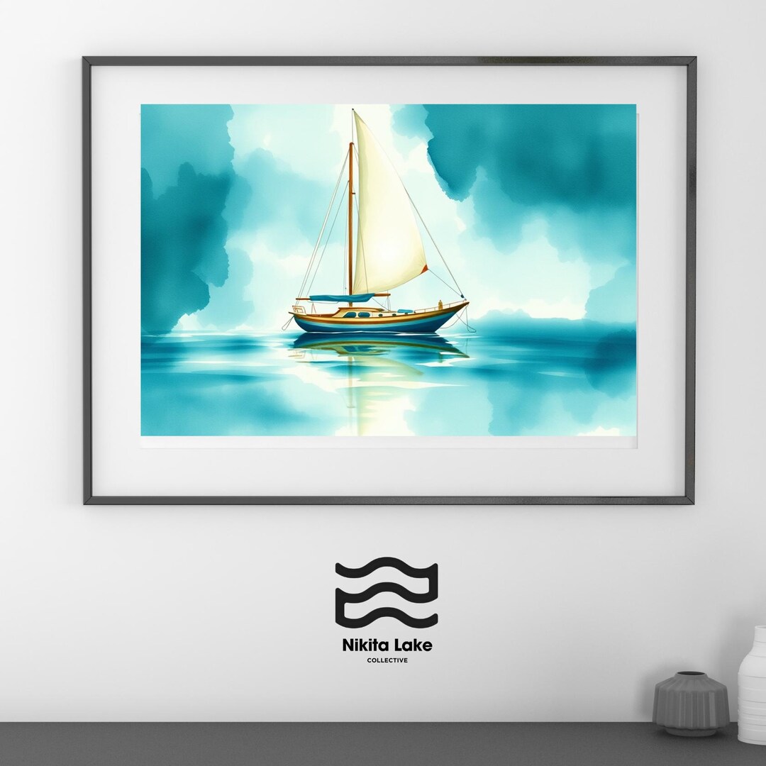 Sailboat Art Print Watercolor Painting Digital Download Printable Wall ...