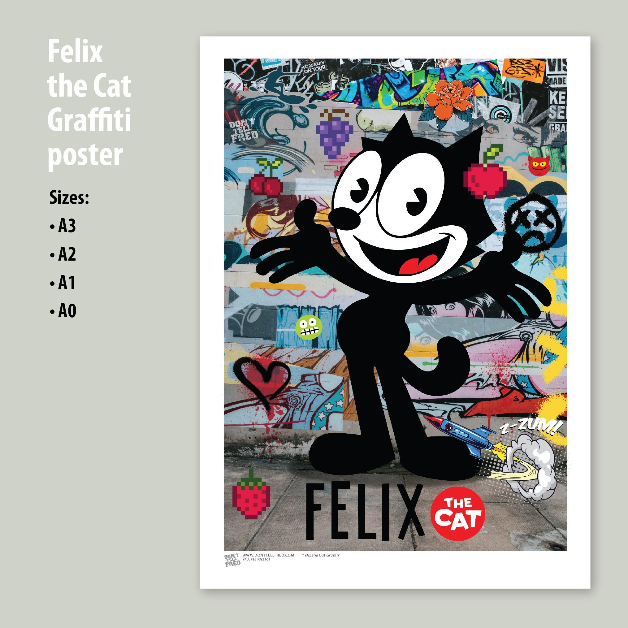 FELIX THE CAT Graffiti Poster, A3, A2, A1, A0, Graffiti FELIX THE CAT Graffiti Poster, A3, A2, A1, A0, Graffiti