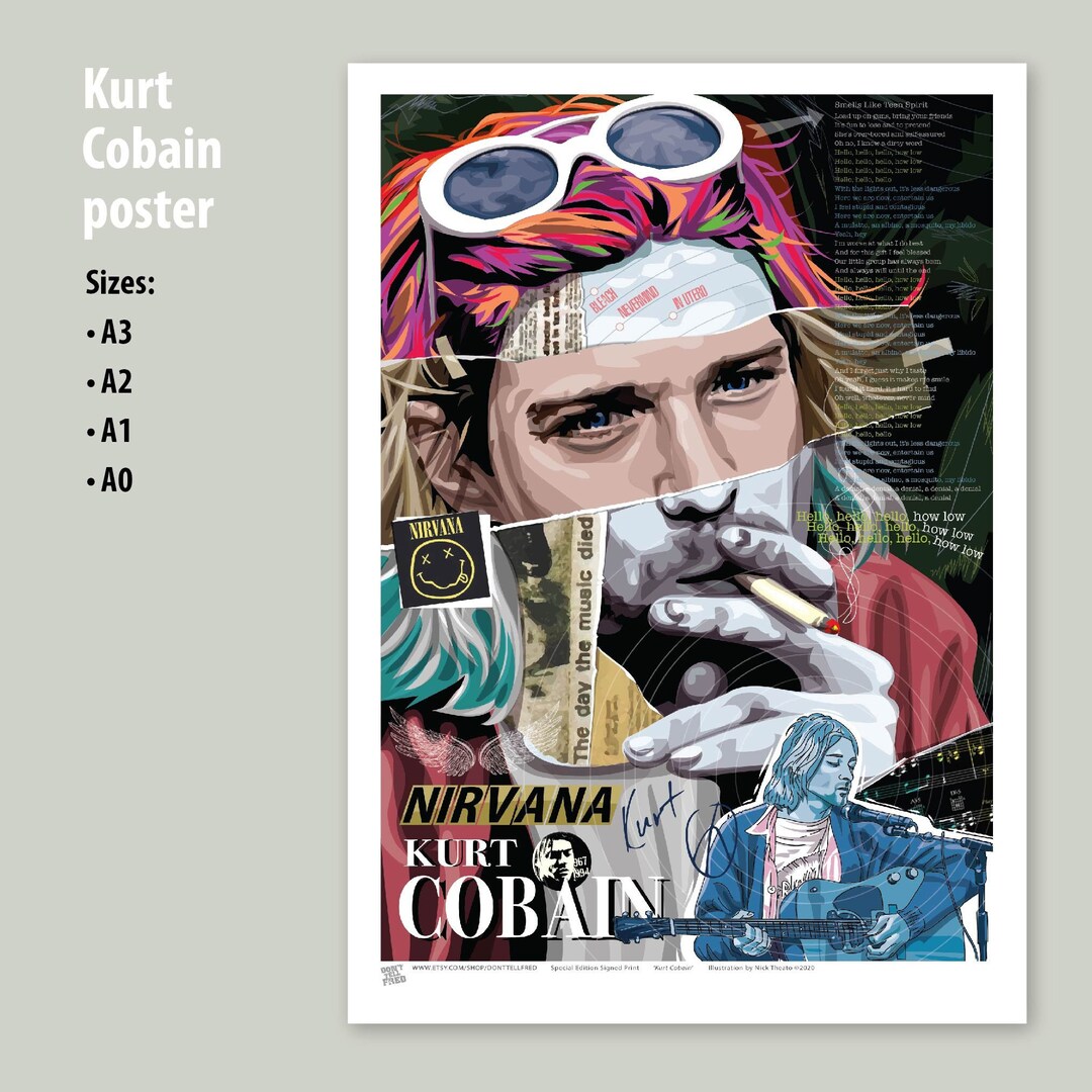 KURT COBAIN Poster A3 A2 A1 A0 Cobain Nirvana Nirvana - Etsy