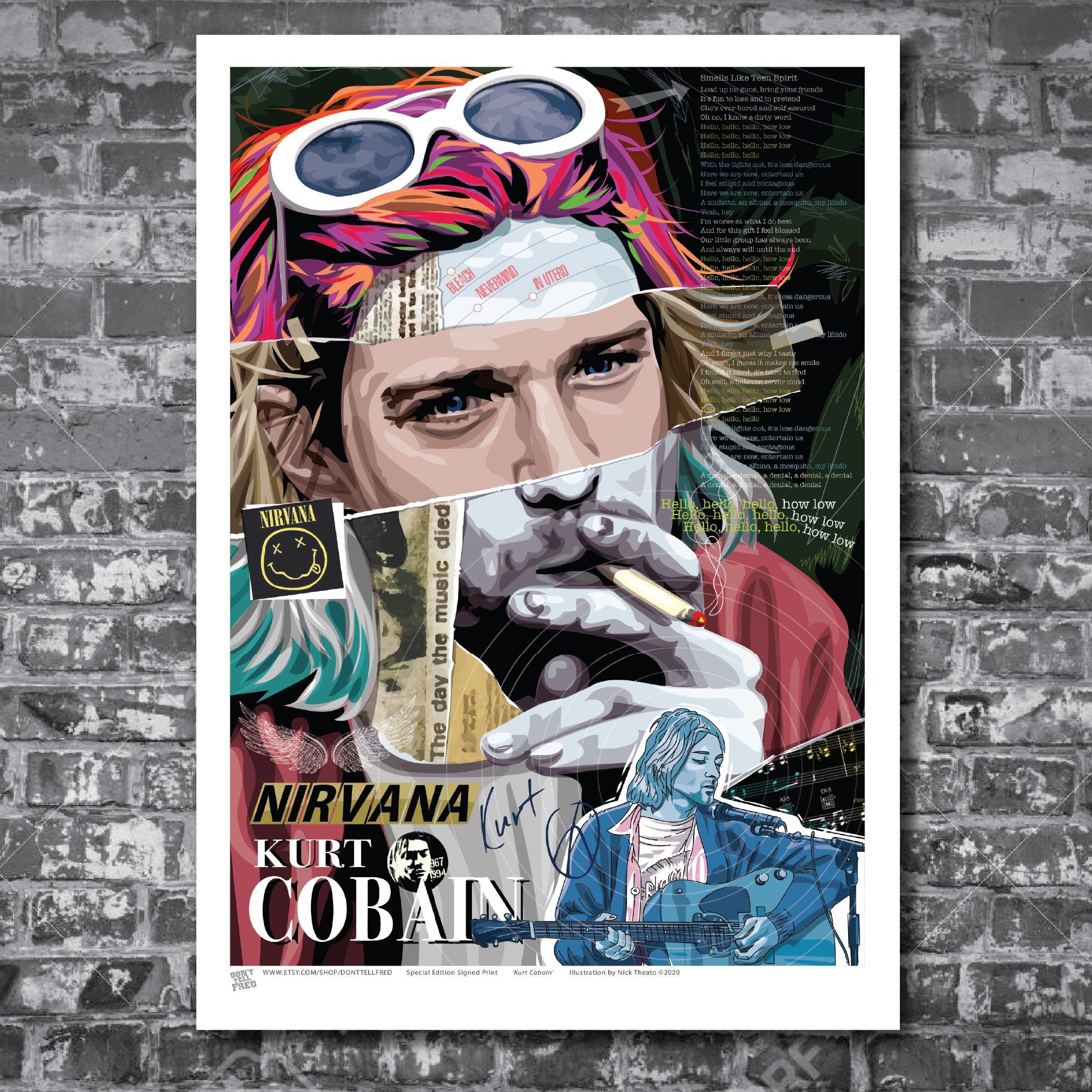 Kurt Cobain Nirvana Montage Poster, Music Icon Portrait (A3, A2 