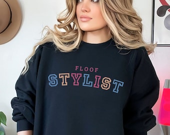 Floof Stylist Sweatshirt, Dog Groomer, Grooming Staff Shirts, Gift For Dog Groomer, Coffee Lover, Dog Lover, Peach Fuzz, Dog Person Gift