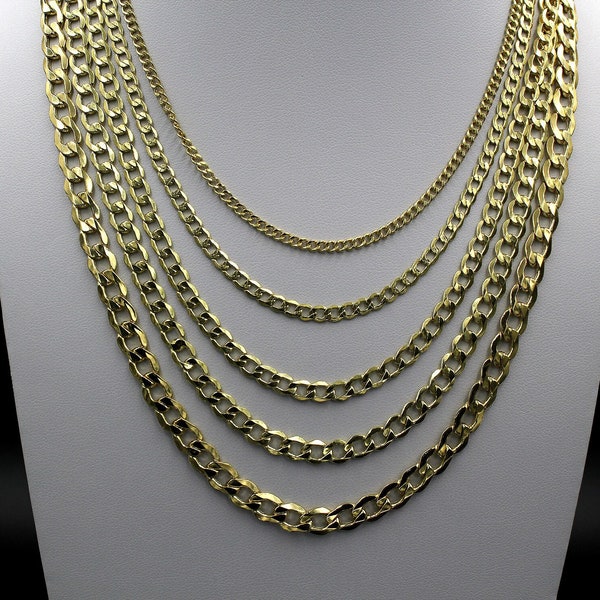 10K Solid Yellow Gold Cuban Link Chain Necklace, 2mm - 6mm 16" - 30" Inch, Curb Link Chain, Real Gold Chain, Cuban Necklace, Men Women