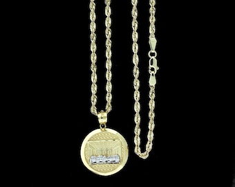 Real 10K Yellow Gold Round Last Supper Jesus Charm Pendant With
