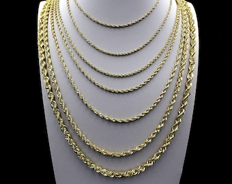 10K Gold Rope Chain Necklace or Bracelet 2mm 2.5mm 3mm 4mm 5mm 6mm, 16"-30 inches, Diamond Cut, 10K Gold Chain, Mens Gold Chain, Womens