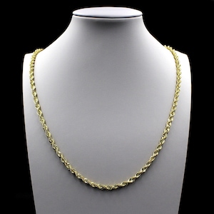 10K Solid Yellow Gold 2.5mm Rope Chain Diamond Cut Pendant Necklace 16&quot;-30&quot; Real Gold Chain, Gold Rope Chain, Mens Womens, Valentine&#39;s Gift
