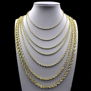 10K GOLD NECLACE 20インチ 2mm 10K Gold Sparkle Rope Chain • 2mm Light Weight Necklace
