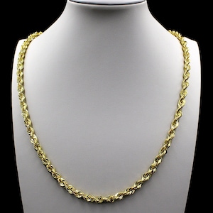 10K Solid Yellow Gold 5mm Diamond Cut Rope Chain Pendant Necklace Bracelet 8&quot;-30&quot; • Christmas Gift • Birthday Gift • 10K Gold Chain