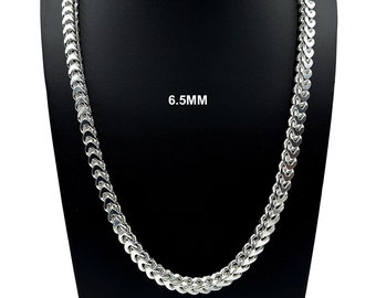 6.5MM Real 925 SOLID Sterling Silver FRANCO LINK Chain Necklace  7"-30" Men Women Unisex