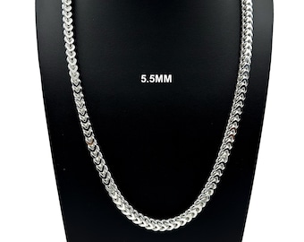 5.5MM Real 925 SOLID Sterling Silver FRANCO LINK Chain Necklace  7"-30" Men Women Unisex