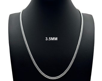 3.5MM Real 925 SOLID Sterling Silver MIAMI CUBAN Link Chain Necklace  7"-30" Men Women Unisex