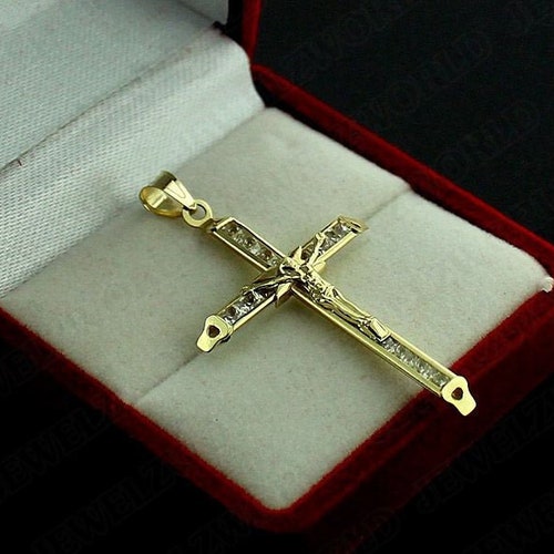 10k Yellow Gold Textured Lace Center Cross Pendant 10K8504 10k Yellow Gold Textured Lace Center Cross Pendant 10K8504
