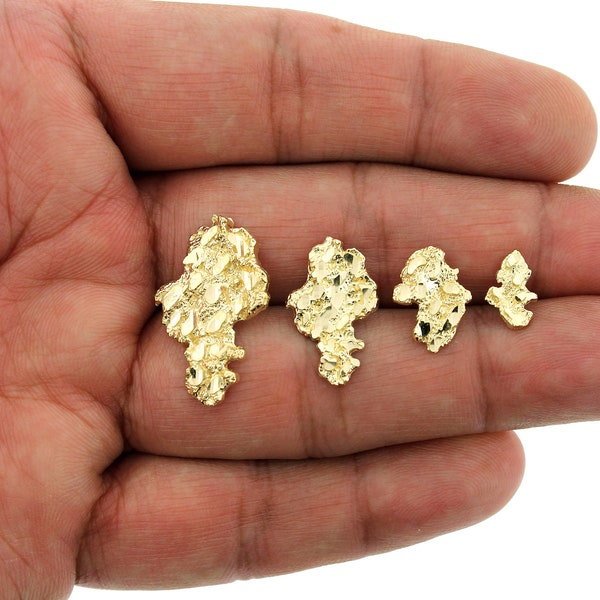 Men's Women's Kid's 10K Solid Yellow Gold Diamond Cut Nugget Stud Earrings • 10K Gold Nugget Stud Earrings • Valentine's Day Gift