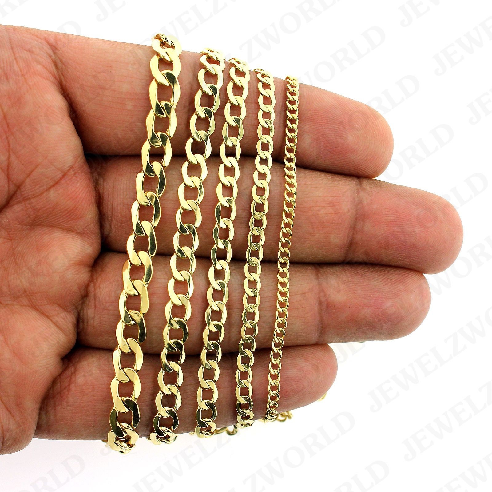 Real 10k Gold Chain Cuban Curb Link 10mm 18 In - 30 Inch Mens Solid 10 – GBJ - Foto 2